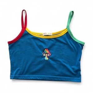 ROMWE Blue and Red Tank Top with Character Design